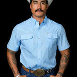 The Carson in Light Blue - Short Sleeve Snap