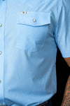 The Carson in Light Blue - Short Sleeve Pearl Snap Shirt