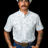 The Carson in White - Short Sleeve Snap