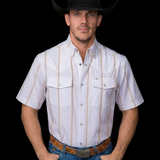 The Tristan Short Sleeve Pearl Snap Shirt in Cream