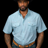 The Carson in Grey Green - Short Sleeve Pearl Snap Shirt
