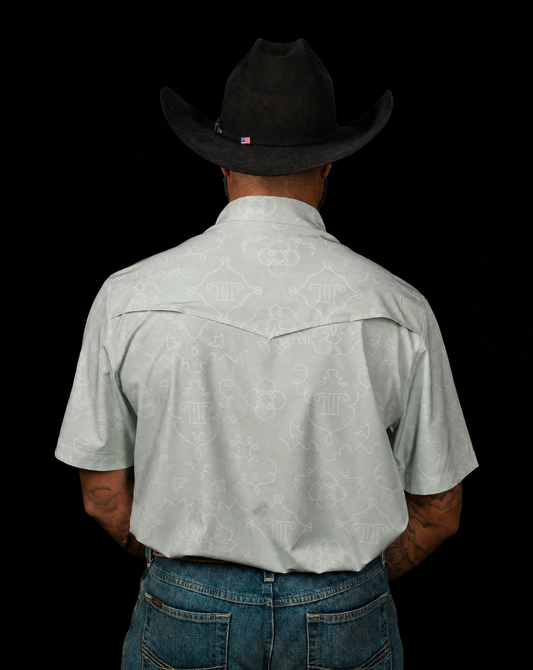 The Carson in Grey Green - Short Sleeve Pearl Snap Shirt (FINAL SALE)