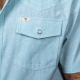 The Carson in Grey Green - Short Sleeve Pearl Snap Shirt