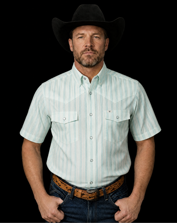 The Jack Short Sleeve Pearl Snap Shirt in Green (FINAL SALE)