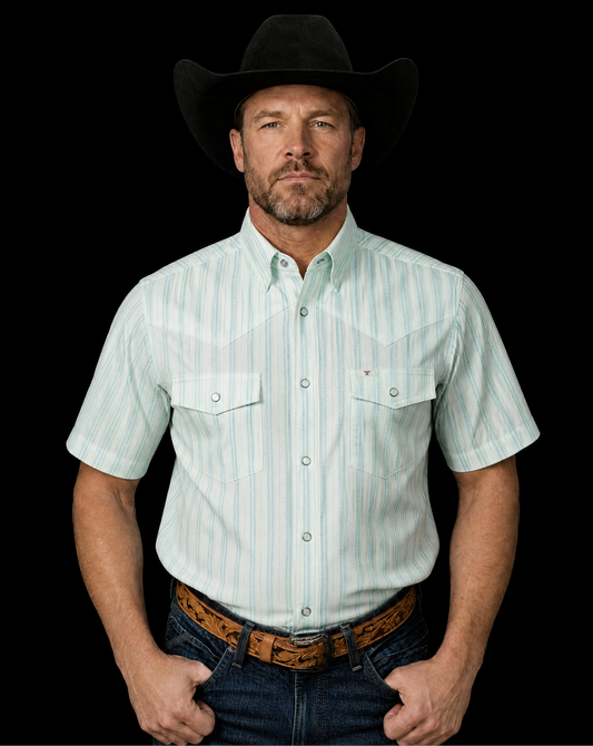 The Jack Short Sleeve Pearl Snap Shirt in Green (FINAL SALE)