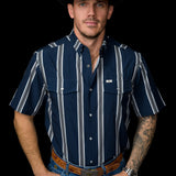 The Hatfield Short Sleeve Pearl Snap Shirt in Blue