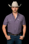 The Emerson Short Sleeve Pearl Snap Shirt in Maroon