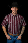 The Tucker Short Sleeve Pearl Snap Shirt in Maroon
