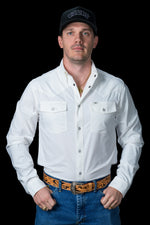 CORE - Men's White Long Sleeve Pearl Snap Shirt