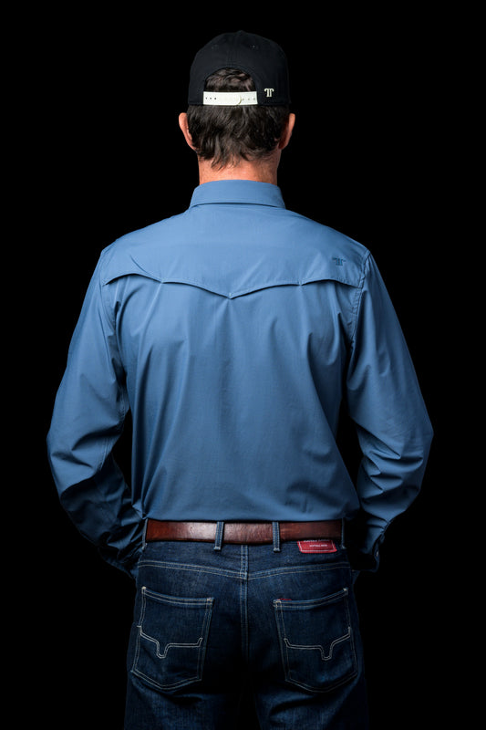 CORE - Men's Blue Long Sleeve Pearl Snap Shirt