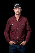 CORE - Men's Maroon Long Sleeve Pearl Snap Shirt