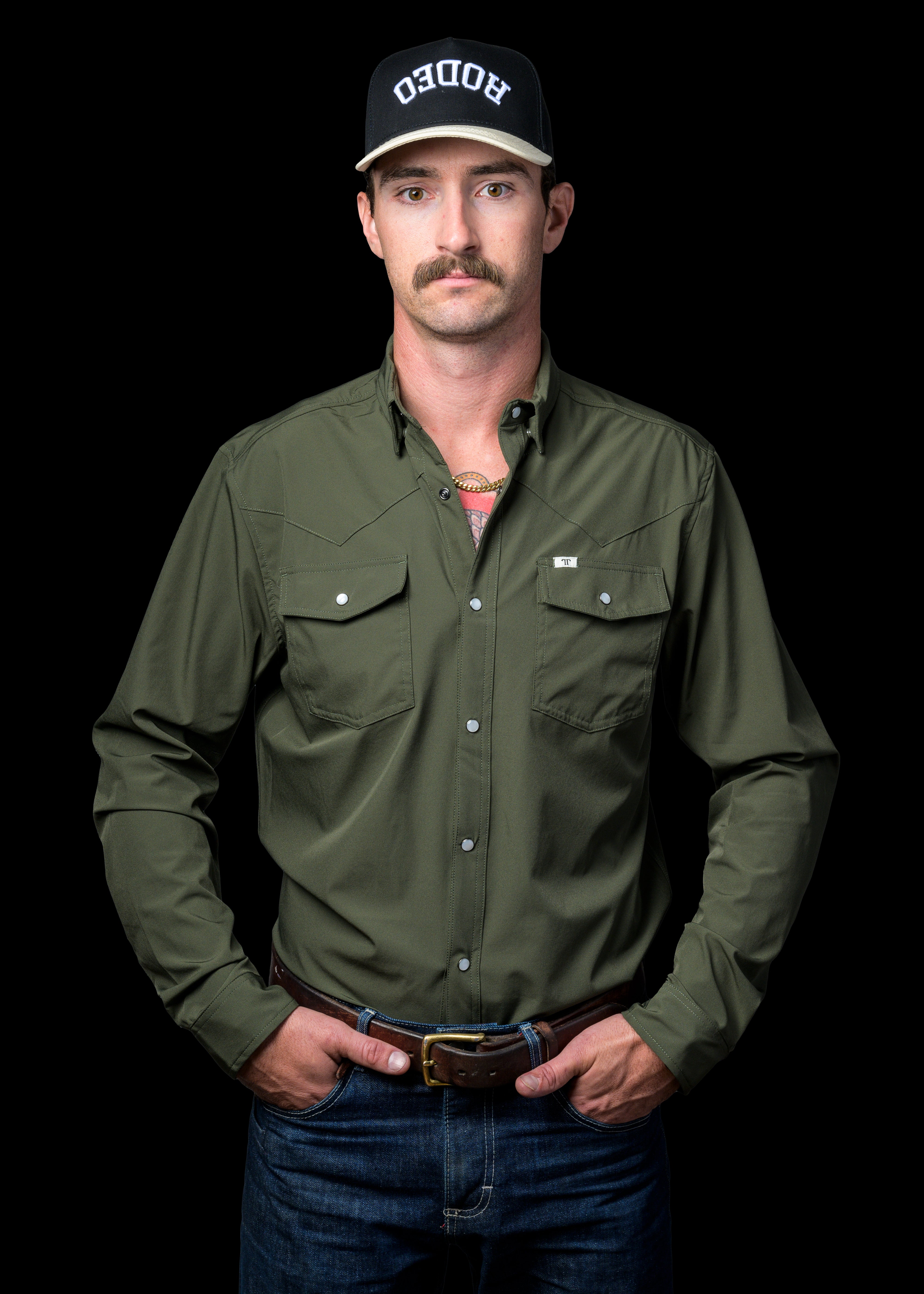 Ferrell Core - Men's Olive Green Long Sleeve Snap Shirt Olive / 3XL Ferrell Core - Men's Olive Green Long Sleeve Snap Shirt Olive / 3XL