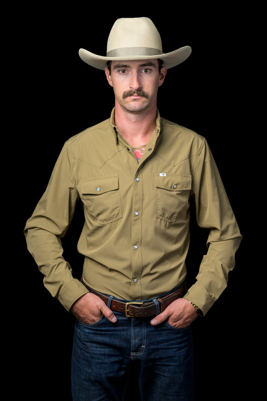 CORE - Men's Khaki Long Sleeve Snap Shirt