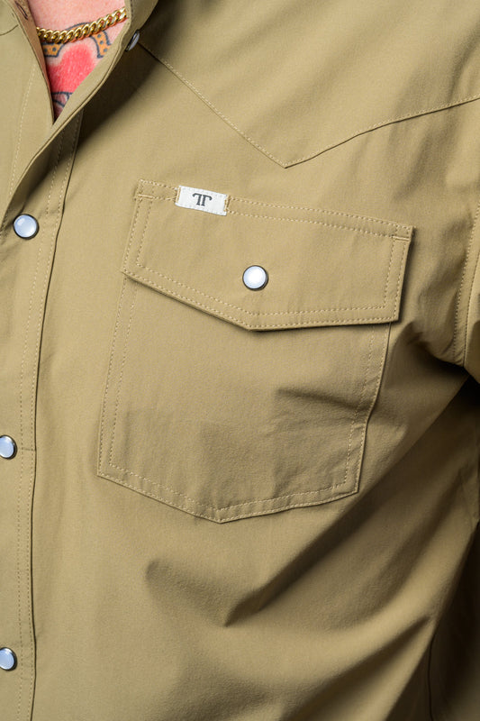 CORE - Men's Khaki Long Sleeve Pearl Snap Shirt