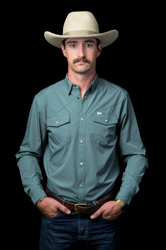 CORE - Men's Aqua Long Sleeve Snap Shirt