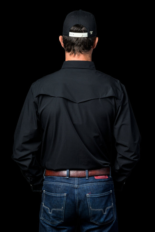 CORE - Men's Black Long Sleeve Pearl Snap Shirt