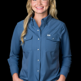 CORE - Women's Blue Long Sleeve Snap Shirt