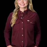 CORE - Women's Maroon Long Sleeve Snap Shirt