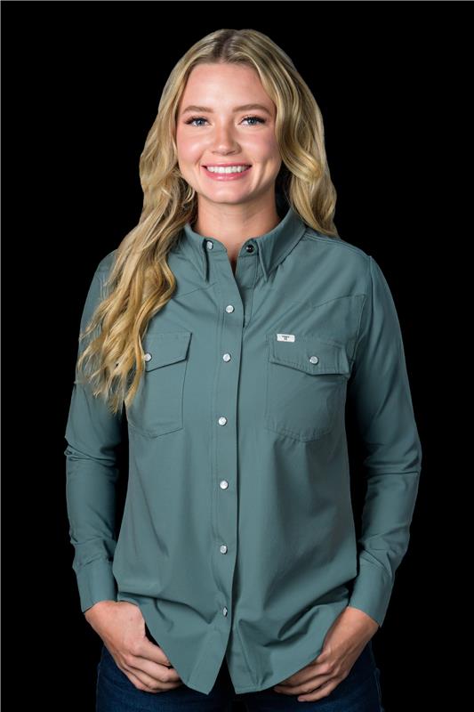 CORE - Women's Aqua Long Sleeve Pearl Snap Shirt