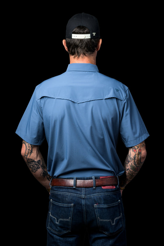 CORE - Men's Blue Short Sleeve Pearl Snap Shirt