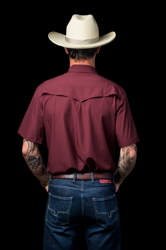 CORE - Men's Maroon Short Sleeve Pearl Snap Shirt