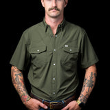 CORE - Men's Olive Green Short Sleeve Snap Shirt