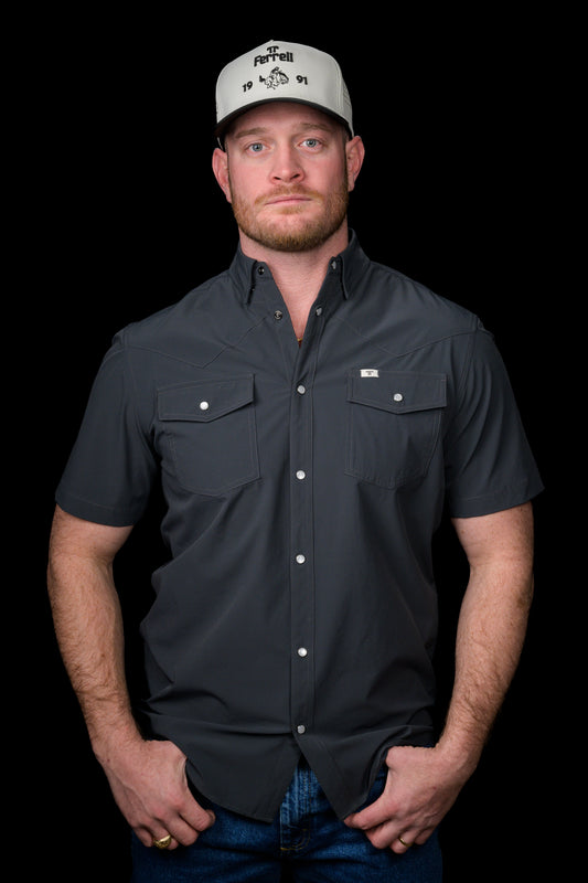 CORE - Men's Grey Short Sleeve Pearl Snap Shirt
