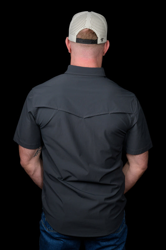 CORE - Men's Grey Short Sleeve Pearl Snap Shirt