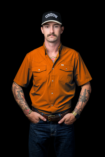 CORE - Men's Orange Sleeve Pearl Snap Shirt