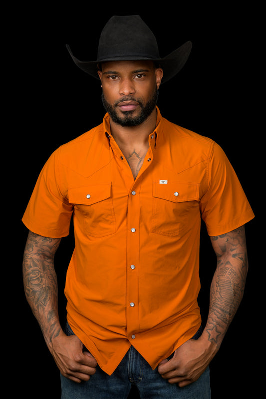 CORE - Men's Orange Sleeve Pearl Snap Shirt