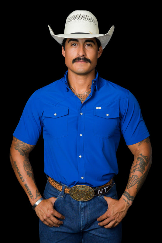 CORE - Men's Cobalt Blue Short Sleeve Pearl Snap Shirt