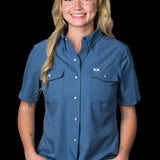 CORE - Women's Blue Short Sleeve Snap Shirt