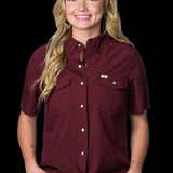 CORE - Women's Maroon Short Sleeve Snap Shirt