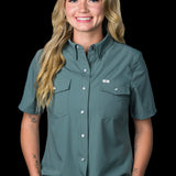 CORE - Women's Aqua Short Sleeve Snap Shirt