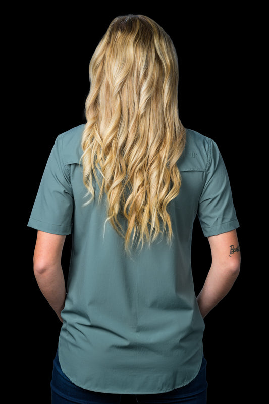 CORE - Women's Aqua Short Sleeve Pearl Snap Shirt