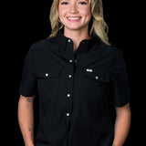 CORE - Women's Black Short Sleeve Snap Shirt