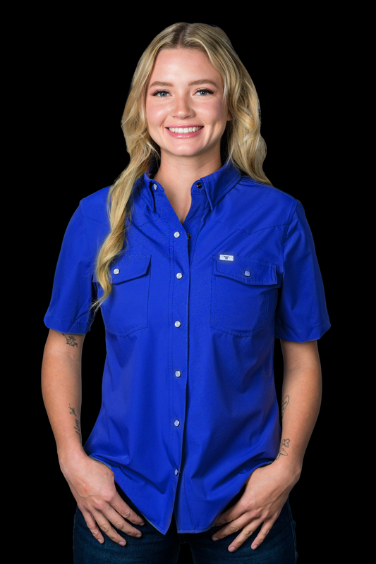 CORE - Women's Cobalt Blue Short Sleeve Pearl Snap Shirt
