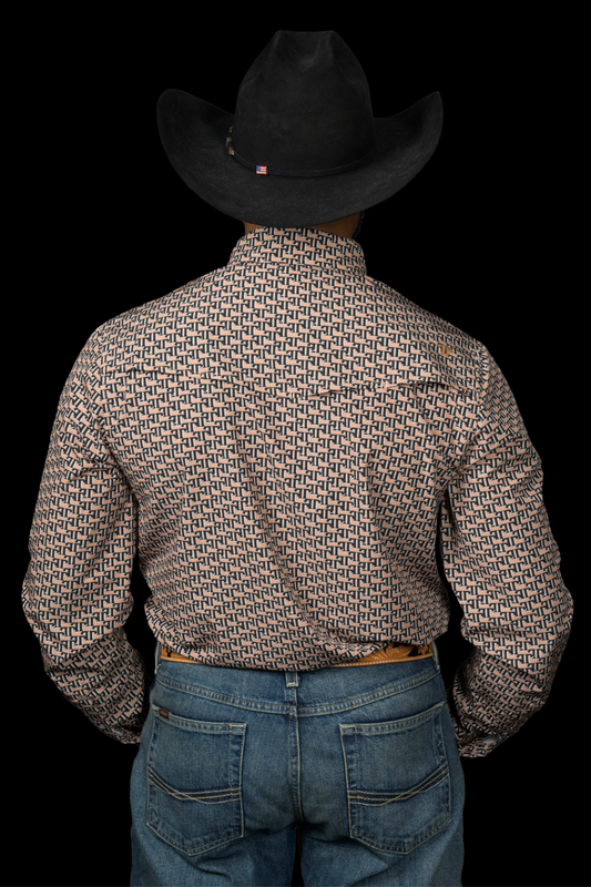 The Clark Long Sleeve Pearl Snap Shirt in Brown