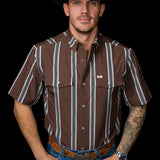 The Hatfield Short Sleeve Pearl Snap Shirt in Brown