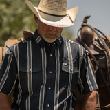 The Hatfield Short Sleeve Pearl Snap Shirt in Blue