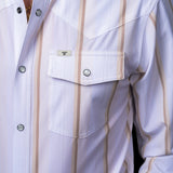The Tristan Long Sleeve Pearl Snap Shirt in Cream
