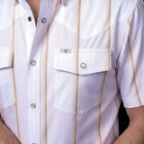 The Tristan Short Sleeve Pearl Snap Shirt in Cream