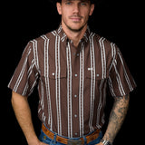 The Tucker Short Sleeve Pearl Snap Shirt in Brown