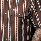 The Tucker Short Sleeve Pearl Snap Shirt in Brown