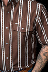 The Tucker Short Sleeve Pearl Snap Shirt in Brown