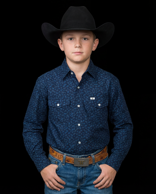 Kid's Griffin Long Sleeve Pearl Snap Shirt