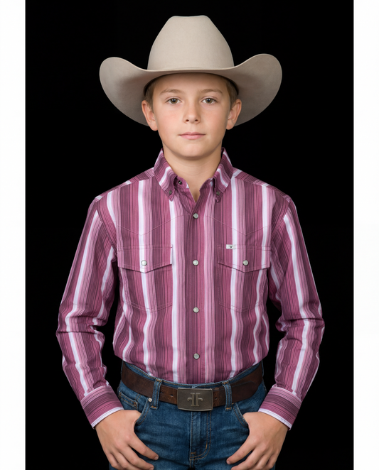 Kid's Tristan Long Sleeve Pearl Snap Shirt