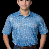 Kid's Bennett in Blue Polo in Light Blue
