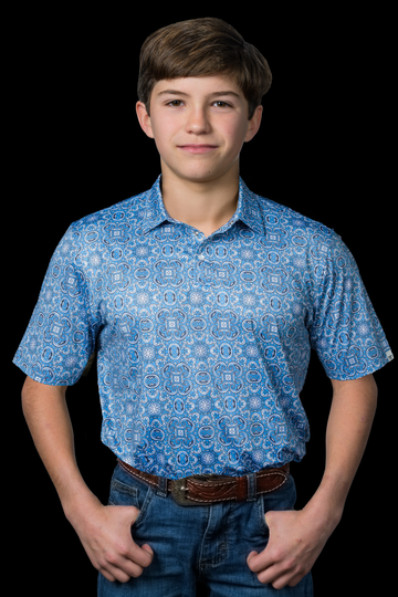 Kid's Bennett in Blue Polo in Light Blue (FINAL SALE)