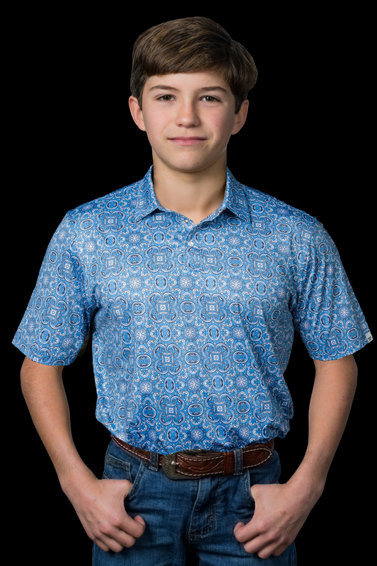 Kid's Bennett in Blue Polo in Light Blue